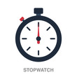 stopwatch flat icon on white transparent background. You can be used black ant icon for several purposes.	