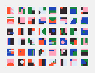 Fototapete - Bauhaus Abstract Vector Shapes Collection