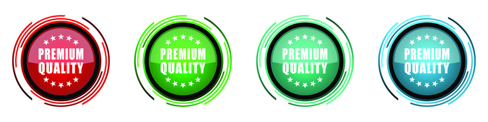 Aufkleber - Premium quality round glossy vector icons, set of buttons for webdesign, internet and mobile phone applications in four colors options isolated on white background
