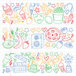 © rudut2015 - Vector pattern with icons for beauty and shopping. Icons for beauty, shopping, fashion, shopping mall, strip mall. Sale, discount.