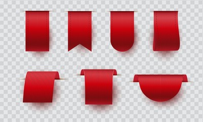 Poster - Red realistic ribbons collection. Price tags or labels set. 
