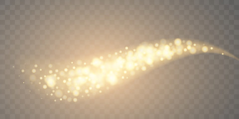 Wall Mural - particles glow sparkle stardust light effect. glowing yellow powder dust waves. abstract golden glow