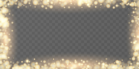 Wall Mural - golden particles glow light effect.a golden frame of light particles. a beautiful frame of stars and