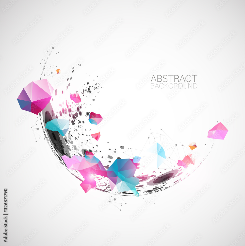Abstract background  made with half spheres and plexus effect. - obrazy, fototapety, plakaty 
