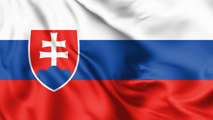 slovakia flag blowing in the wind. background texture. 3d illustration.