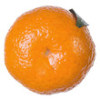 ripe orange tangerine with small leaf on white