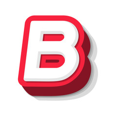 Poster - 3D bold funny letter B, heavy type for modern super hero monogram, prize logo, comic graphic, fun and cool poster and education game. Extrude style vector typography design