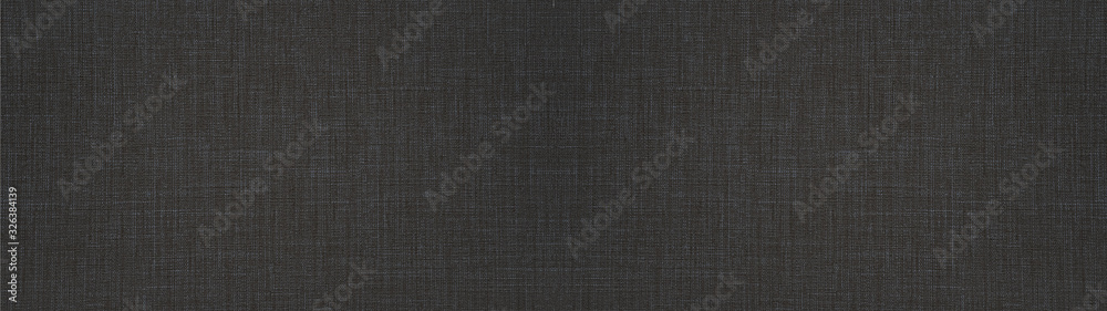 Dark gray anthracite black natural cotton linen textile texture background banner panorama - obrazy, fototapety, plakaty 