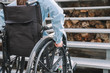 © JAVIER LARRAONDO - Disabled girl in wheelchair in front of the obstacle of a        stairs. Disable concept