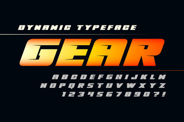 Poster - Futuristic alphabet design, typeface, letters and numbers.