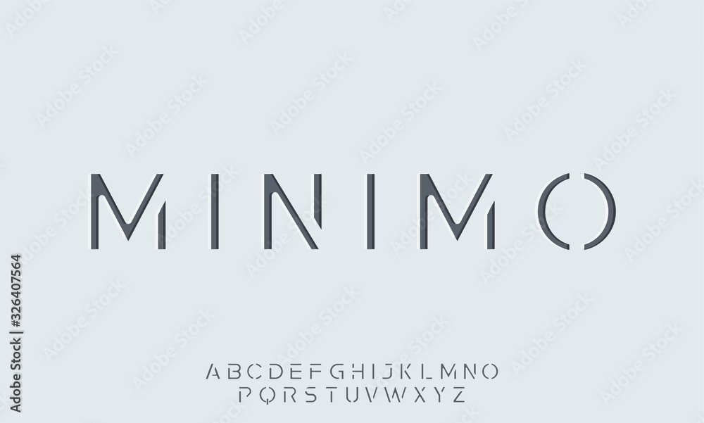 minimo. the minimal alphabet. display font vector typeset - obrazy, fototapety, plakaty 