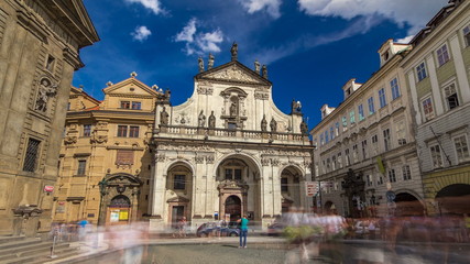 Canvas Print - st. salvator church timelapse . part of historic complex in prague - clementinum, czech republic