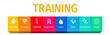 Training Flat Vector Icons. Training Vector Background with Icons.