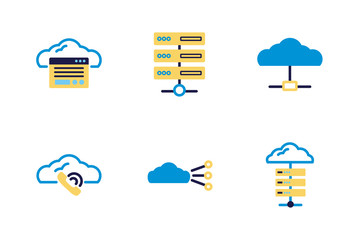 Canvas Print - bundle of cloud computing lineal colors style icons