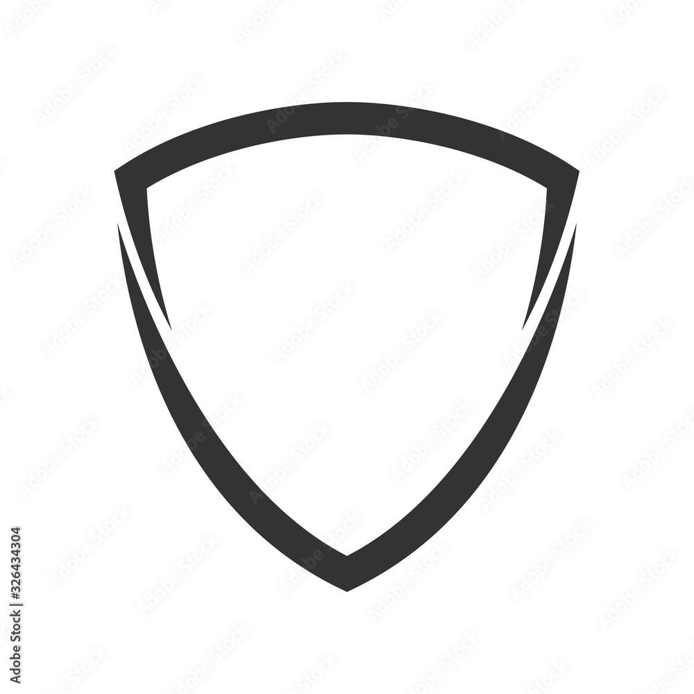 shield logo template flat illustration, shielding icon in black and white color, security and protector symbol isolated on white - obrazy, fototapety, plakaty 