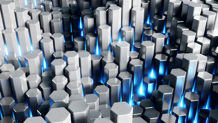 Poster - Metal hexagon and blue light