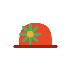 Sticker - clown hat with flower, flat style icon