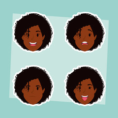 Sticker - group of afro women heads and expressions