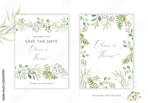 Fotomural Wedding greenery cards, poster design