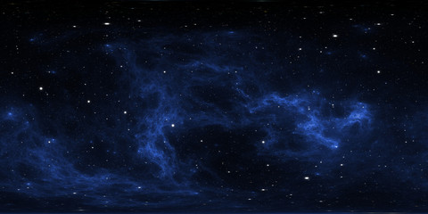 Wall Mural - 360 degree space background with nebula and stars, equirectangular projection, environment map. hdri