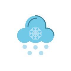 Sticker - snowy cloud icon, flat style design