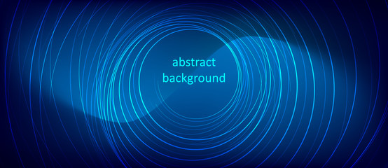 Aufkleber - Abstract blue background with glowing neon lines