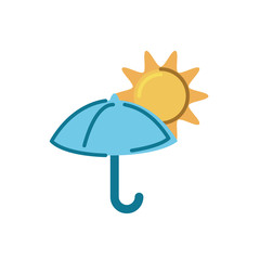 Wall Mural - umbrella and sun icon, flat style design