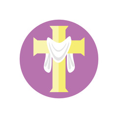 Wall Mural - catholic cross with robe, block style icon