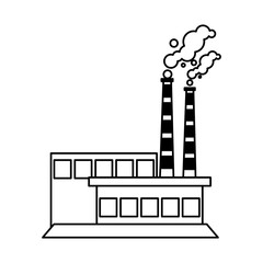 Poster - factory with smoke clouds on white background