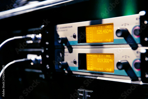 close up of recording studio gear in a rack