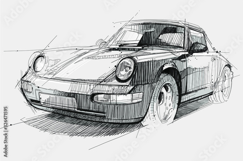 Porsche Sketch Stock 벡터 | Adobe Stock