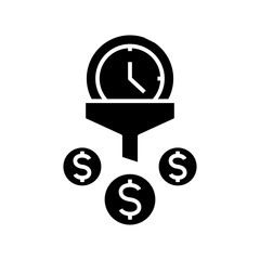 Business time black icon, concept illustration, vector flat symbol, glyph sign.