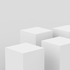 3d gray white cube and box podium .. minimal scene studio background. Abstract 3d geometric shape object illustration render. Display for online business product.