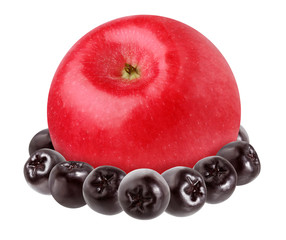 Wall Mural - red Apple and chokeberry isolated on a white background with a clipping path.