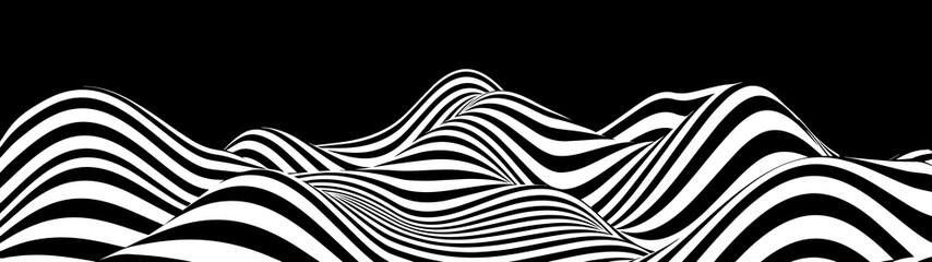 Poster - Hallucination. Optical illusion. Twisted illustration. Abstract futuristic background of stripes. Dynamic wave. Vector.