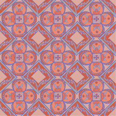 Square floral ornament background. Tile.