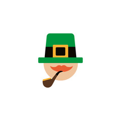 Wall Mural - leprechaun face with hat, flat style icon