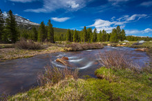 Dana Fork Tuolumne River, Mountain River In The Sierra Nevada, California, USA.