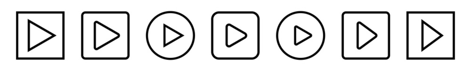 Wall Mural - play button icon black line | start buttons illustration | video audio player navigate symbol | arro
