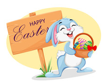 Funny Easter Bunny Cartoon Character.