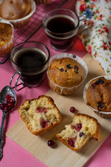 Wall Mural - Sweet fruit cakes muffins with cranberries