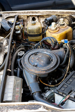 Engine Compartment Of An Old Soviet Car Lada