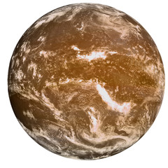 Wall Mural - high detailed fiction brown surface planet with white atmosphere isolated. science fiction. elements