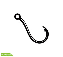 Fish Hook Icon Vector Logo Template Flat Style