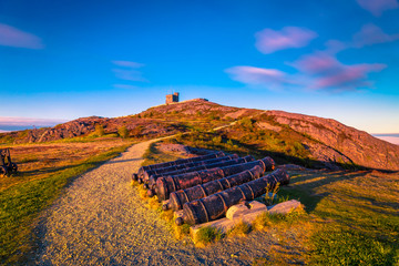 Wall Mural - Signal Hill Walkway at St John Newfoundland, Canada with blue sky as background during summer