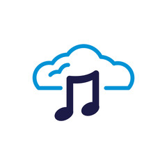 Poster - cloud computing with music notes lineal color style