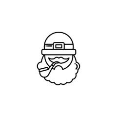 Sticker - leprechaun face with hat, flat style icon