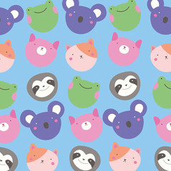 Canvas Print - cute little animals kawaii characters pattern