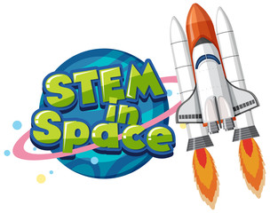 Wall Mural - Sticker template for word STEM in space