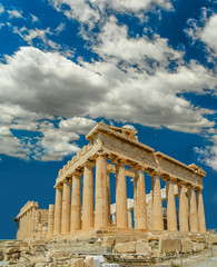 Fototapete - parthenon in athens  city greece in spring  season blue sky and clouds